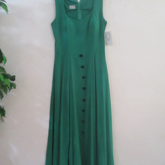 Esprit 80's Made USA full sweep Boho Retro Sleeveless 3/4 length Dress - Picture 2 of 10